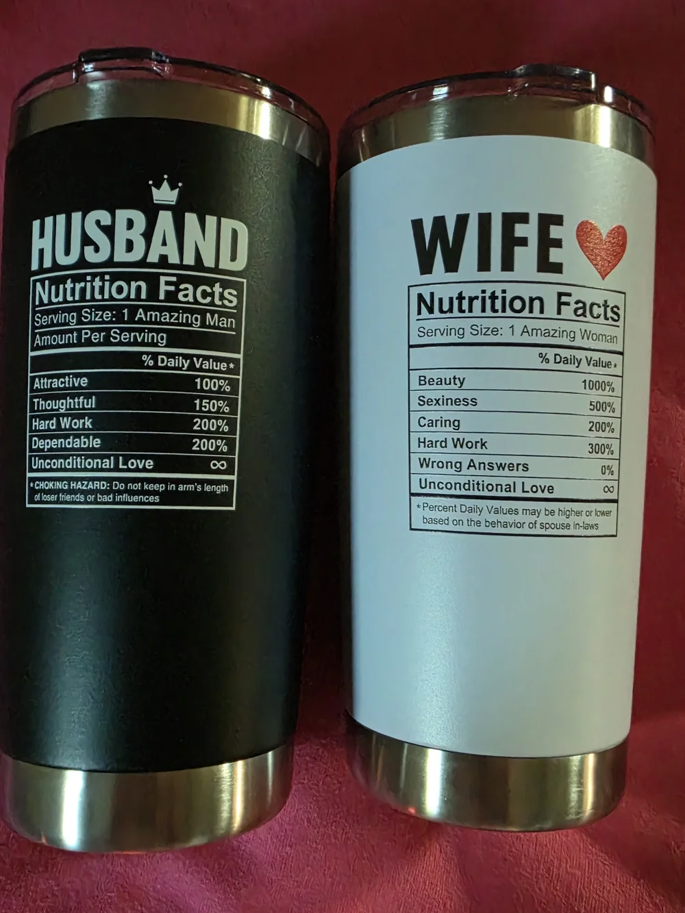 Hubby & Wifey Stainless Steel Tumbler Set - Black & White